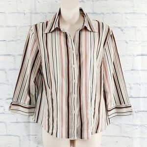 🔵BOGO FREE🔵 Apt. 9 Top Striped Button Down 3/4 Sleeve Sz PM